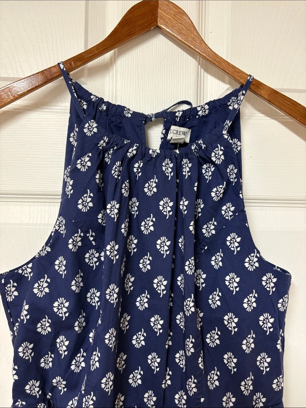 NWT J. Crew Blue & White Floral Summer Poplin Halter Dress - Size 6